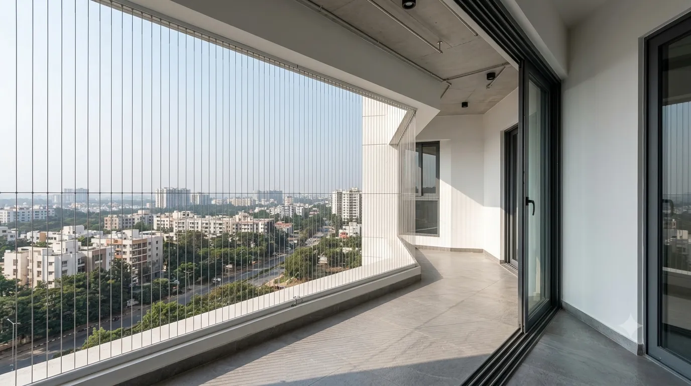 Invisible Grills installation for balcony safety